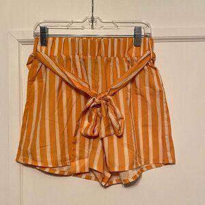 SHEIN yellow and white striped shorts, size XS